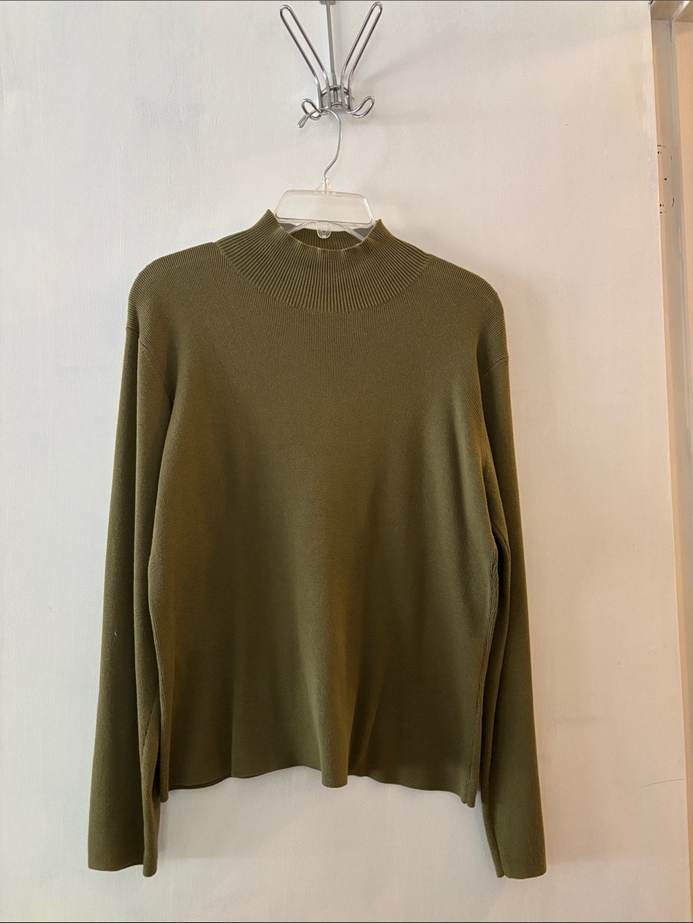 Sharon Young Olive Green Turtleneck Sweater